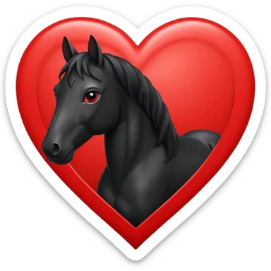 Black Horse centered within a red heart emoji sticker