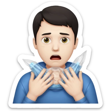 torture, man choking plastic bag sticker