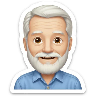 elderly man long hair and long bearded with shirt sticker