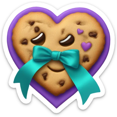Cookie heart with teal purple support ribbon sticker