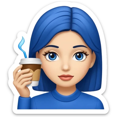 Memoji piel morena ojos cafés cabello largo color azul con esté 🖕🏻emoji sticker