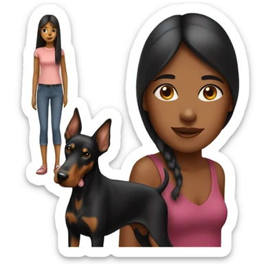 girl with doberman  sticker