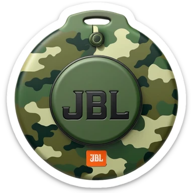 Abstract JBL Clip 4 keeping the signature round shape with clip, basic green camouflage design, iOS emoji style sticker