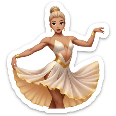 Cinematic Realistic Dance Poses, an elegant dancer mid-motion, muscles tensed with control, soft fabric of their attire flowing with movement, dramatic lighting highlighting the graceful lines, glowing with passion and poise. sticker