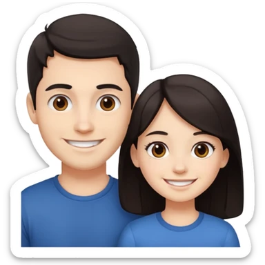Brother ans sister, white skin, dark hair sticker