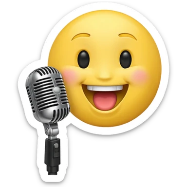 laughing face emoji next to a mic sticker