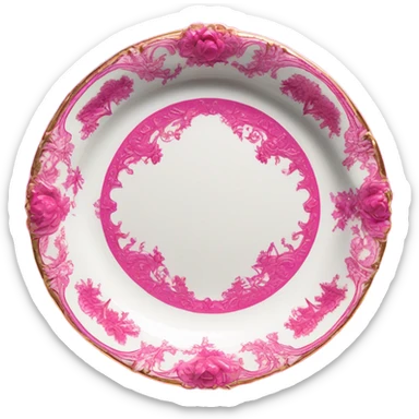 vintage rococo highly detailed hot pink plate sticker