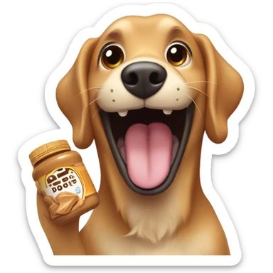 dog eating peanut butter sticker