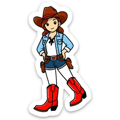 cowgirl with red boots sticker