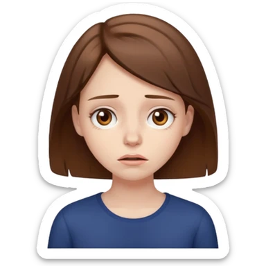 stressed girl brown hair brown eyes sticker