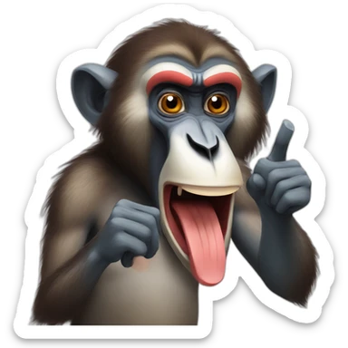 Funny Mandrill with a human look putting his index finger in his nose sticker