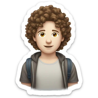 diabetic boy with brown curly hair and pale skin sticker