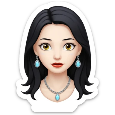 Female with Silver Necklace, grey skin,long hair, more bright silver,hihligt necklace, different expressions. sticker