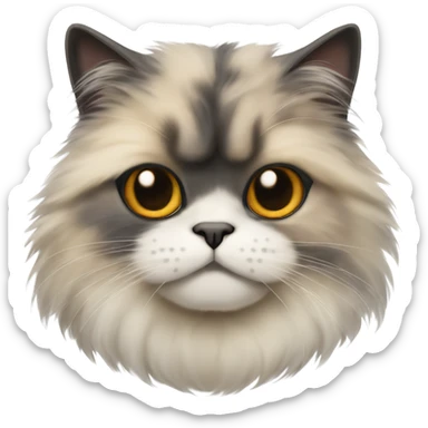 furry persian cat tortoiseshell fur (face has line divided color fur) sticker