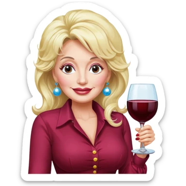 Dolly Parton with a huge glass of wine sticker