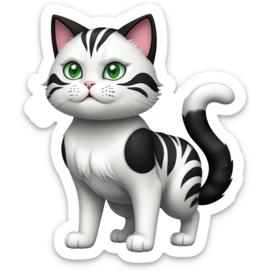 Super Hyper Muscular Cat with a 10 pack full body black and white and green eyes  sticker