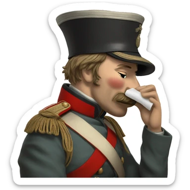 British soldier in the Crimean War blows his nose sticker