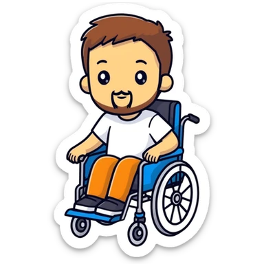 Single Boy in wheelchair with a beard with blonde women sticker