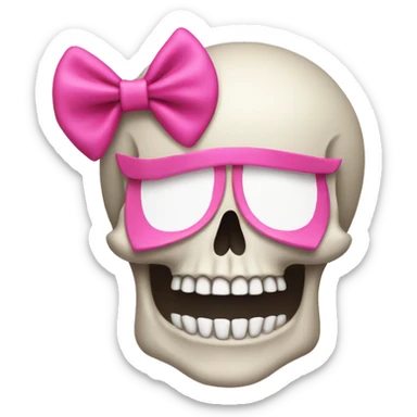 Skull with a pink bow and is smiling sticker