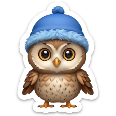 blue hats, baby owl sticker