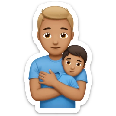 Man, cold and wearing a t-shirt, hugging himself sticker