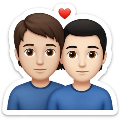 2 Guys being in love one brown hair and other black, white skin sticker