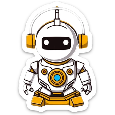 Industrial robot with exposed wiring and heavy metal plating sticker