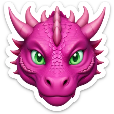  big face adult female feminen dark pink dragon with green eyes front view sticker