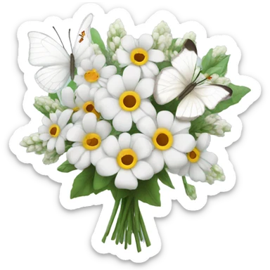 White bouquet with butterflies sticker