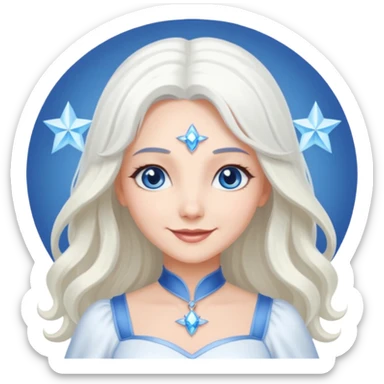 Good Witch of the North from the Wizard of Oz with long white hair, blue eyes, white outfit sticker