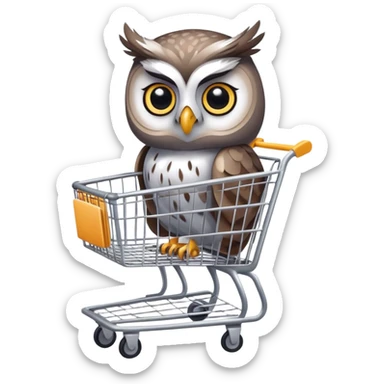 Twilio owl pushing a shopping cart sticker