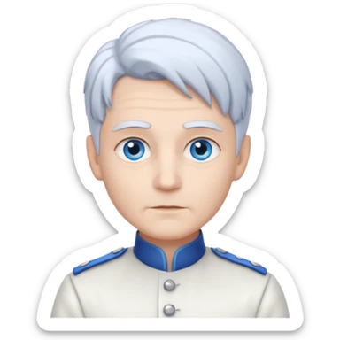 Servant Boq from Wicked with blue eyes, white hair, white outfit sticker