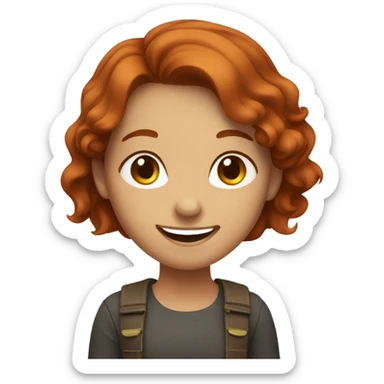 happy girl with brownish red hair  sticker