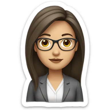 brunette teacher with straight hair and glasses sticker
