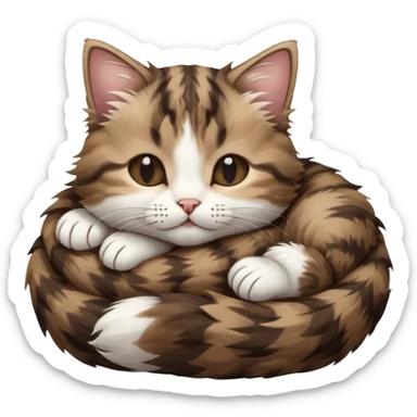dark brown tabby and white kitten in funny positions with eyes closed sticker