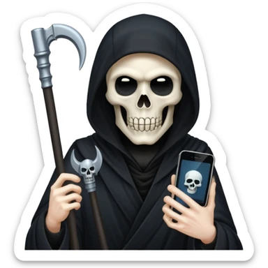 grim reaper holding one phone sticker