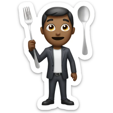 Spder man holding a spoon and fork sticker