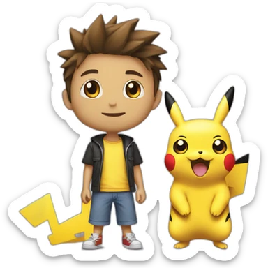 Pikachu et Sacha sticker