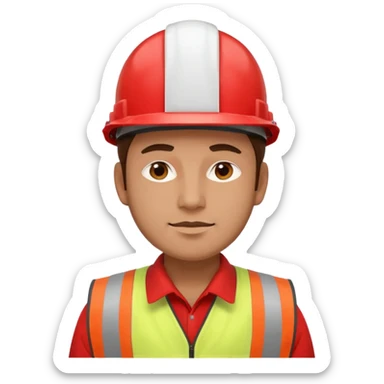 Arquitecto con casco blanco pero con chaleco de color rojo, la persona que sea un poco morena sticker