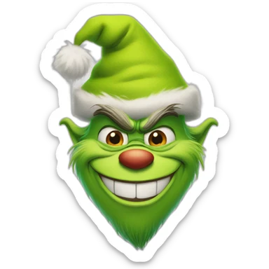 Grinch con outfit de navidad sonriendo sticker