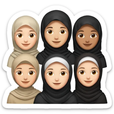 1 man not veiled with short hair and 4 veiled women sticker