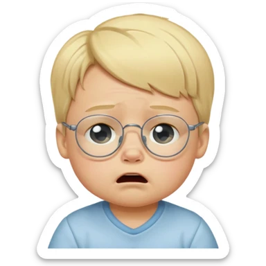 blond baby boy crying with glasses sticker