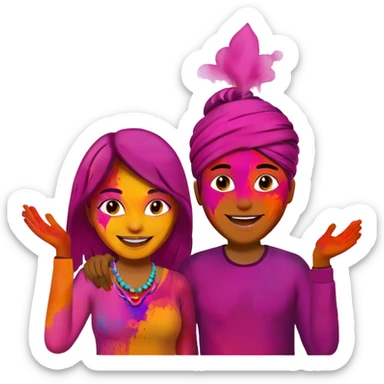 Couple celebrating Holi emoji  sticker