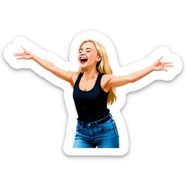 A pretty blonde girl tickling someone sticker