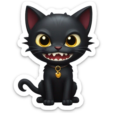 Black vampiric Cat-Fakémon with big fangs full body sticker