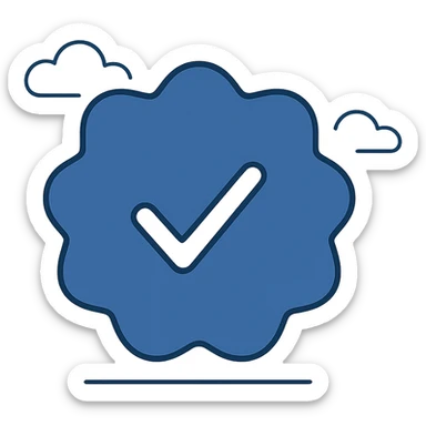 Instagram blue verification tick icon, flat style, minimal sticker