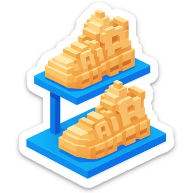 two pairs of Nike Air More Uptempo sneakers in beige on a display stand sticker