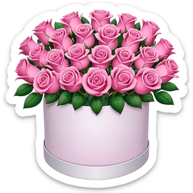 bouquet of pink 15 roses in a white box  sticker