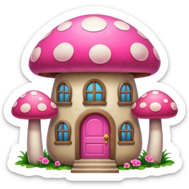 pink mushroom apartment sticker