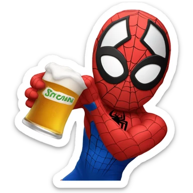 Make a spiderman holding beer sticker